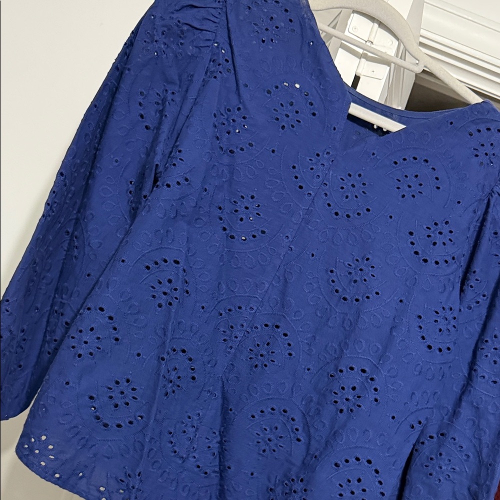12th Tribe Royal Blue Eyelet Blouse